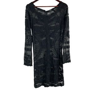 Japonica Black Floral Lace Sheer Midi Dress